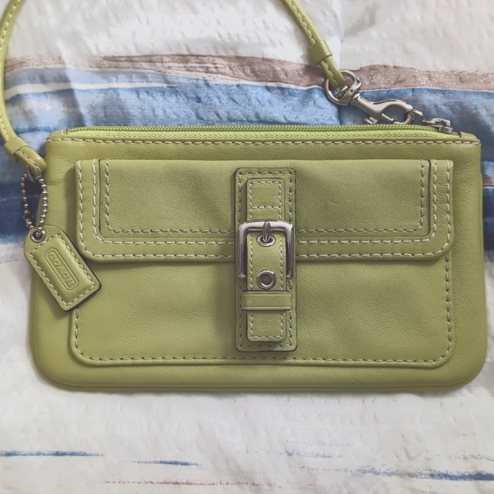 Coach Green Leather Wristlet